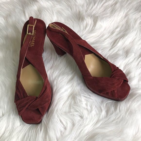 Michael Kors Women's Elodie Peep Toe Shooties Rust Size 8.5